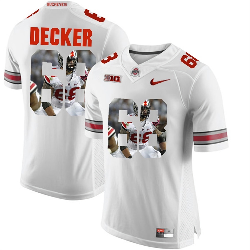 Ohio State Buckeyes Men's NCAA Taylor Decker #68 White With Portrait Print College Football Jersey FYX8049UO